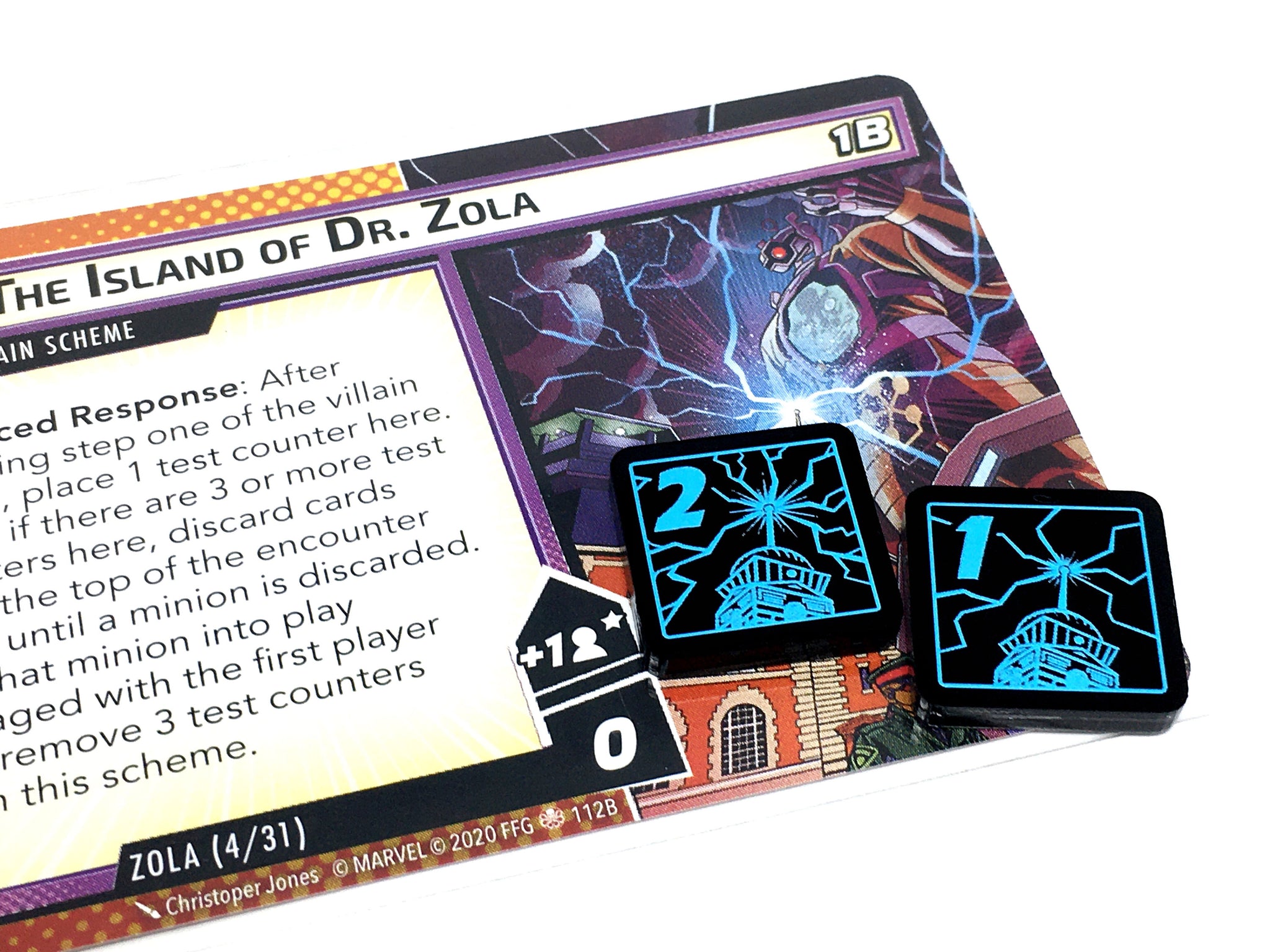4 x Zola Test tokens (double sided) for Marvel Champions LCG