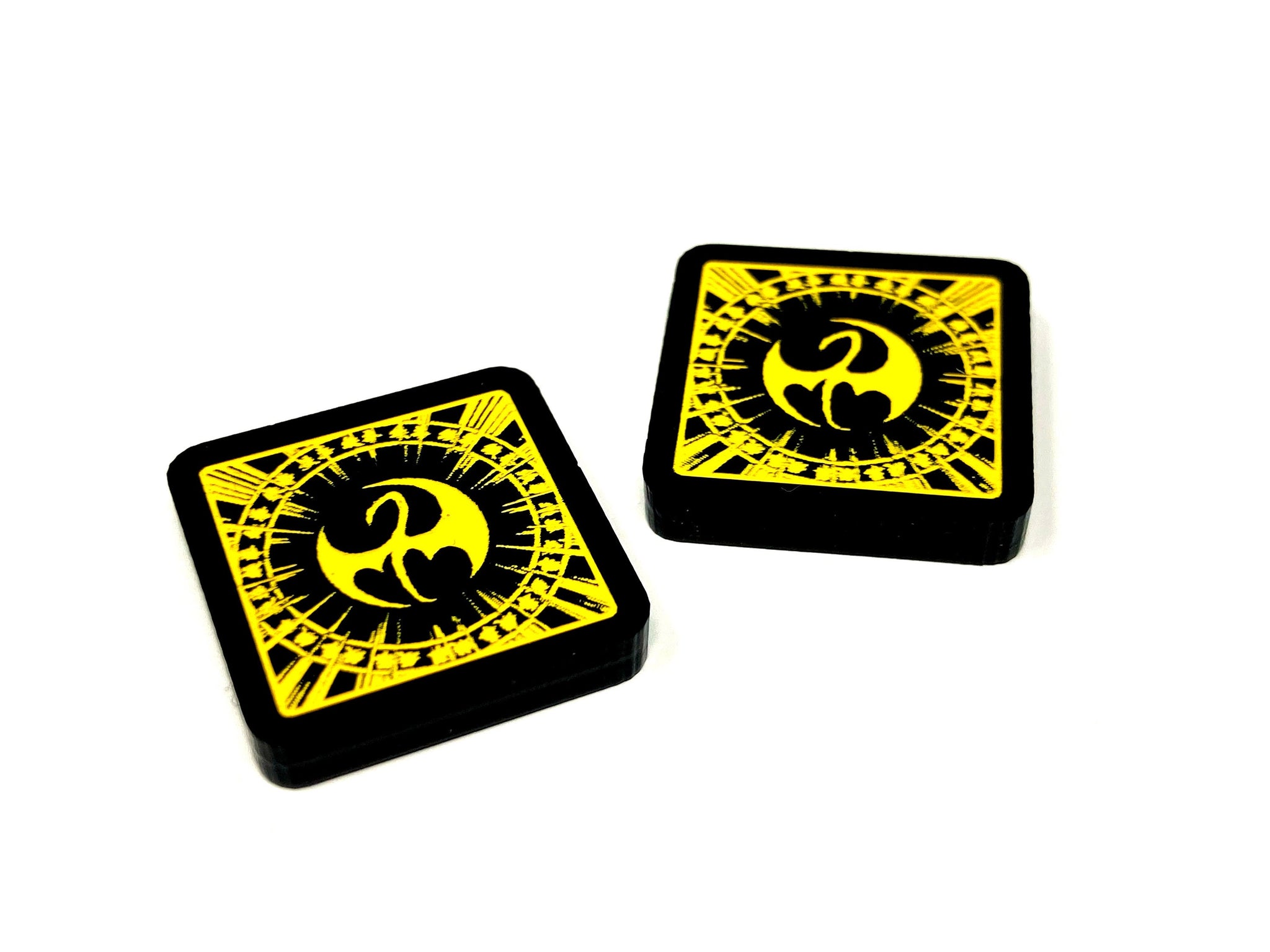 2 x Iron Fist Mystic Tokens (double sided) for Marvel Champions LCG