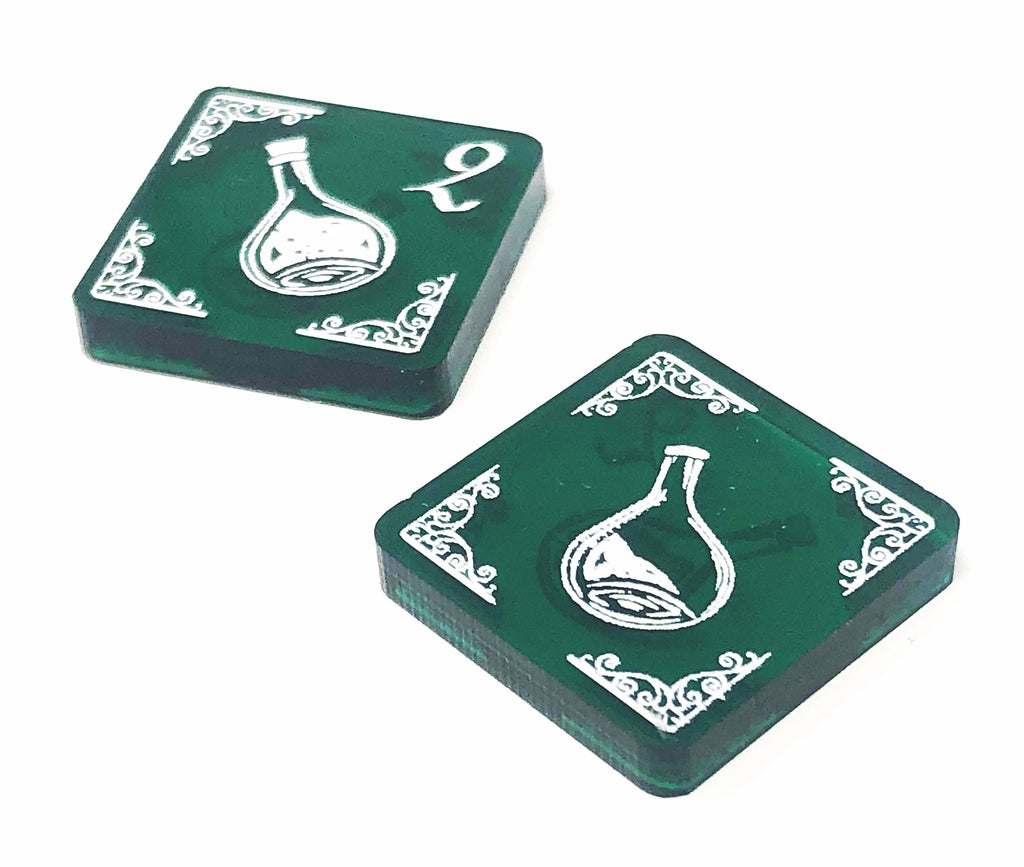 2 x Strange Solution Supply tokens (double sided) for Arkham Horror LCG