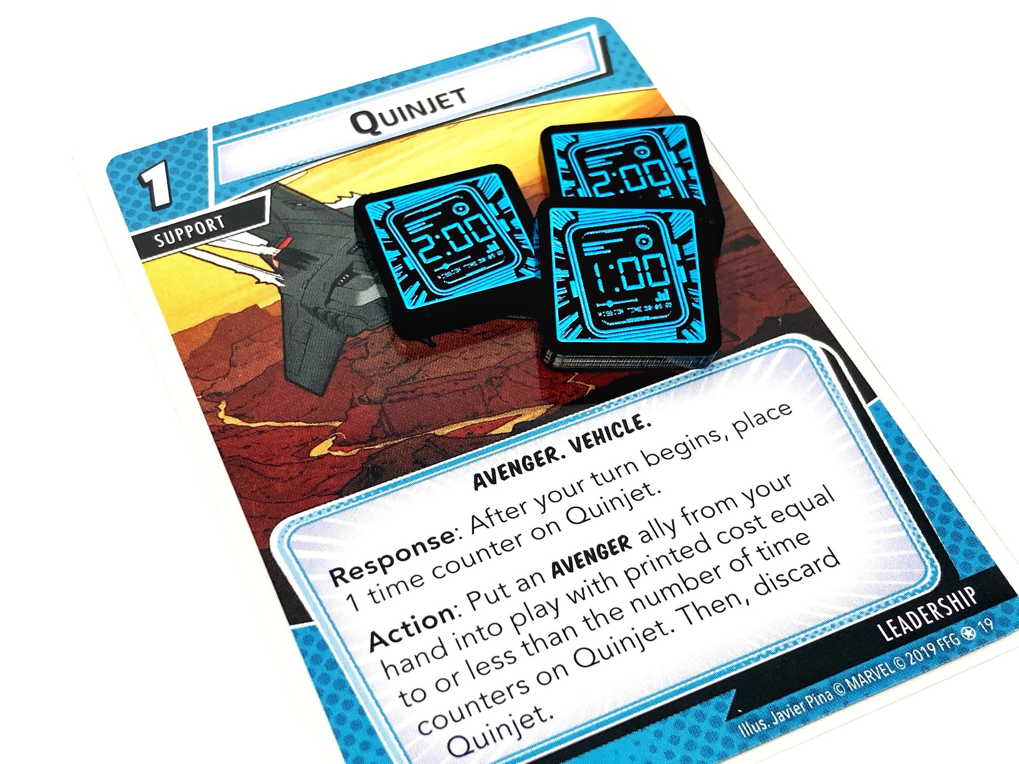 3 x Quinjet Time Tokens for Marvel Champions LCG, Double Sided